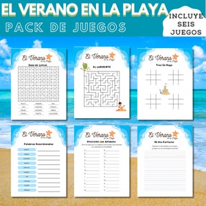 El Verano en La Playa - Juegos y Actividades en Español - Beach Day Family Games & Summer Activity Worksheets in Spanish