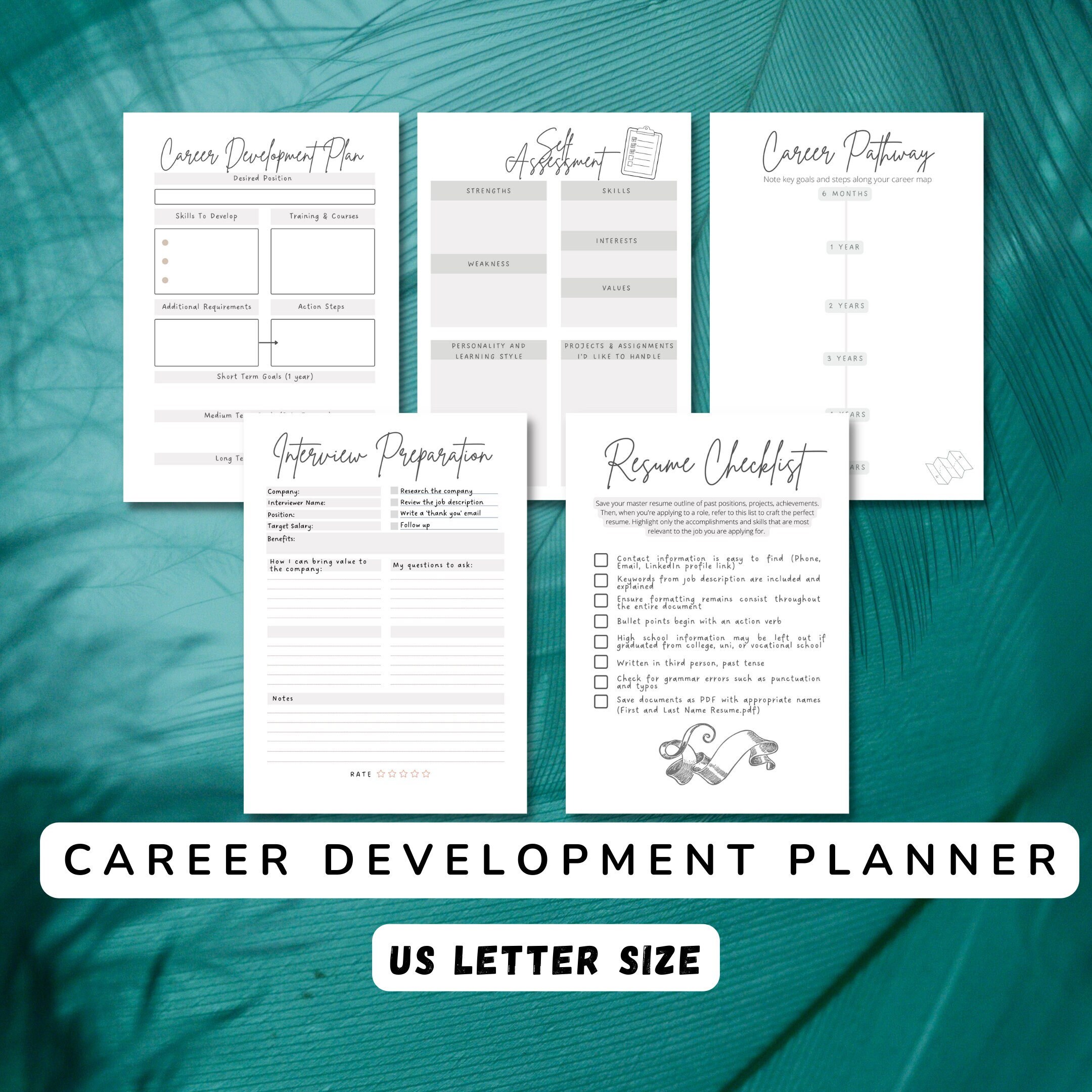 Career Development Planner, Resume Checklist, Interview Notes Tracker ...