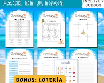 Summer Spanish Beach Games | Kids & Family Activities (Printable PDF)