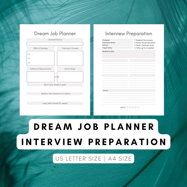 Dream Job Planner and Interview Notes Tracker Template - Career Change ...