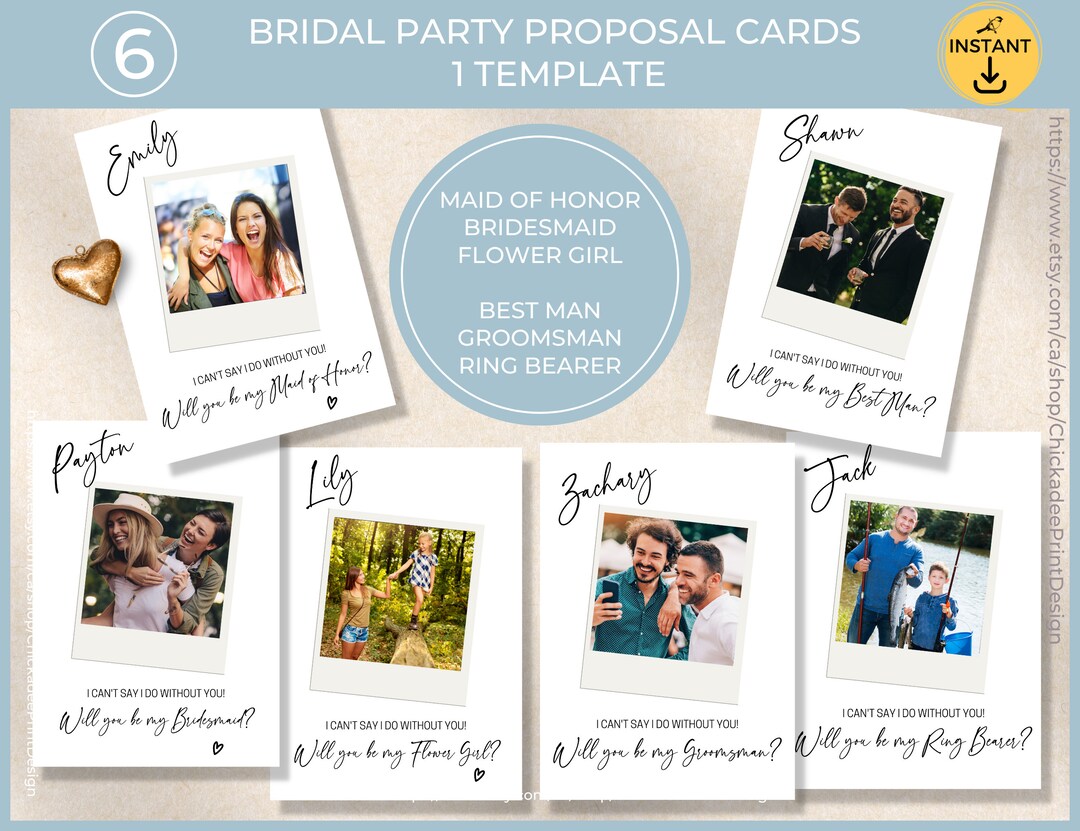 Bridal Party Proposal Card Printable Template Will You Be My Cards ...