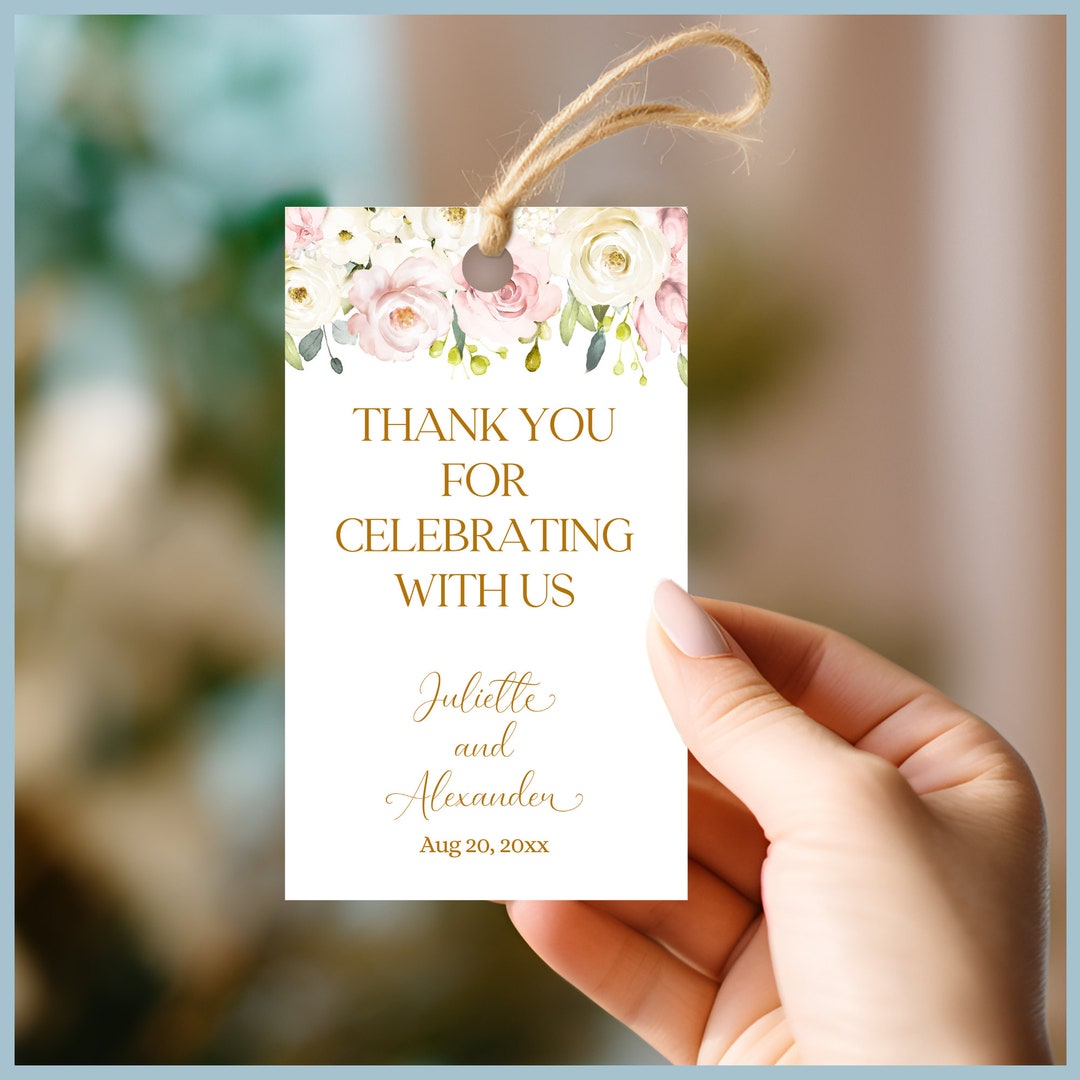 Reception Tags Wedding Reception Favor Tags Printable Template, Blush Pink Floral ...