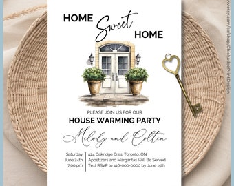 Housewarming Party Invitation Printable Template and Digital Invitation, Home Sweet Home, Watercolor Front Door, New Home Party, Open House