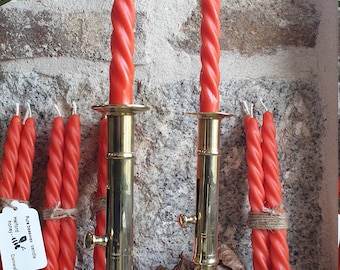 4 Pure Beeswax Coloured Twisted spiral Taper Candle red christmas candle made in Cornwall featured Escape to the country BBC1