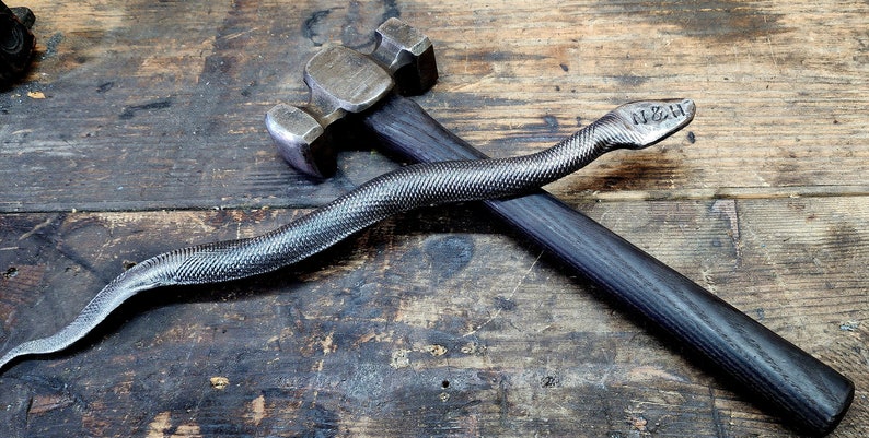 Hand forged metal snake image 1