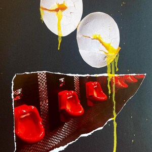 Original Karte, Collage, Food Poro, erotische, sinnliche Wand Kunst, leidenschaftliche moderne Kunst, handgemachtes Unikat,