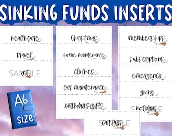 14 Sinking Funds Cash Envelope Inserts | A6 Size | Printable | Neutral Floral Cash Envelope Inserts | Budget Binder Inserts