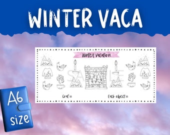 Winter Vacation Savings Challenge | Savings Tracker | Printable | A6 Size | Cash Envelope Insert