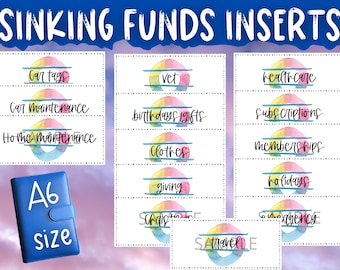 14 Sinking Funds Cash Envelope Inserts | A6 Size | Printable | Watercolor Cash Envelope Inserts | Budget Binder Inserts