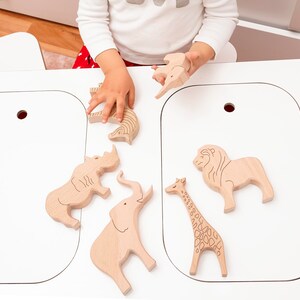 wooden handmade 6 piece safari animal toy set