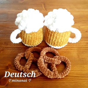 Oktoberfest Beer Mug with Pretzel and Gingerbread Crochet Pattern - PDF German