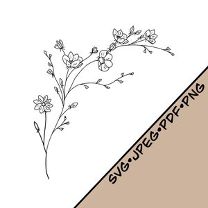 SVG-bestand bloemen | Laserklare bestanden | SVG PNG-bloemmotief