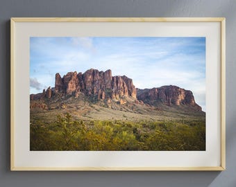 Superstition Mountains Print, Arizona Landscape Wall Art, Mountain Photography, Southwest Nature Decor