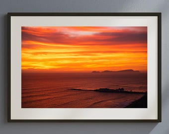 Peruvian Sunset Print, Colorful Coastal Wall Art, Pacific Ocean Photography, Beach Decor