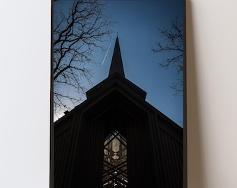 Thorncrown Chapel Gothic Architecture Photo Print, Moody Dark Wall Art