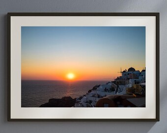 Santorini Sunset Photo Print, Greek Wall Art, Island photography