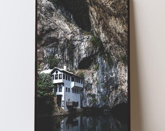 Historic Monastery Print, Bosnian Wall Art, Gothic Architecture Picture, European Photography