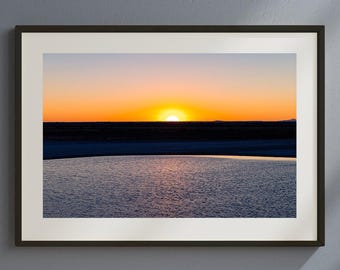 Minimal Sunset Print, Evening Landscape Photo, Serene Water Wall Art, Fine Art Nature Photography
