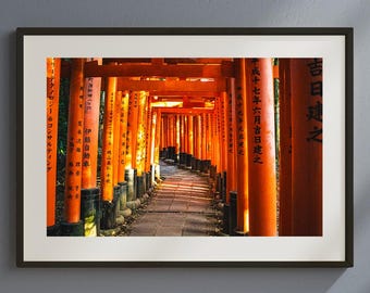 Japanese Shrine Print, Kyoto Torii Gates, Japan Travel Photography, Fushimi Inari wall art