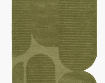 Modern Olive Green Hand-Tufted Geometric Rug – Abstract Textured Wool Carpet | Custom Size Available | UrbanCraftRugs
