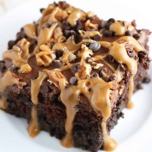 Homemade Chocolate Turtle Poke Cake | Pdf Recipe | Download