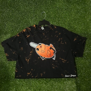 Crop top Anime Demon-Dog #2 - tie dye negro invertido