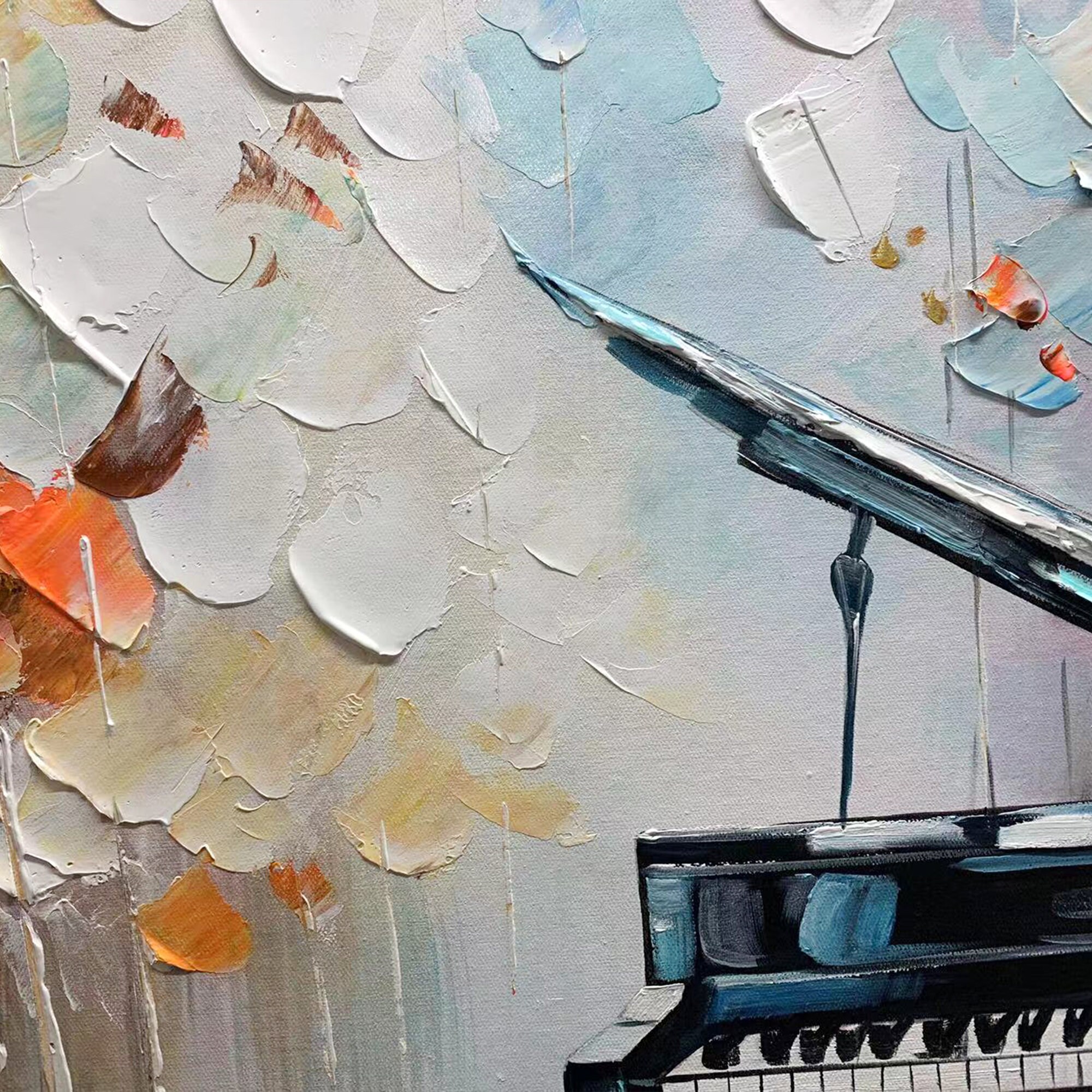 Original Classical Piano Oil Painting, Music Lover Home Decor, Colorful