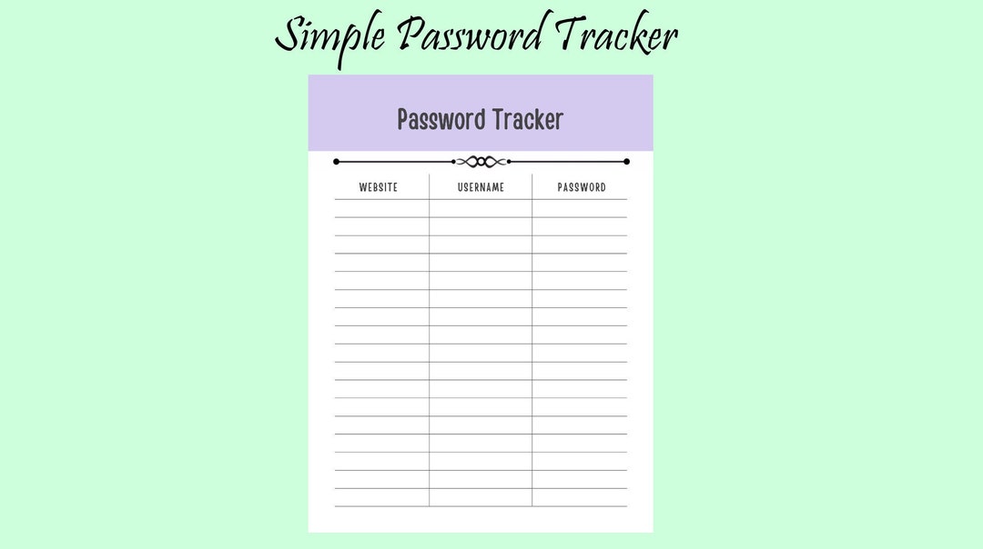 Password Collectore Printable Minimalistic Password Tracker, Password Keeper, Digital ...