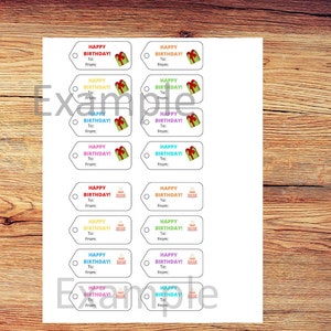 Printable Birthday Gift Tags, Birthday Tags, Gift Tags, Printable Tags ...