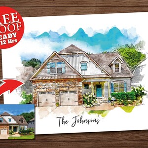 Personalized House Watercolor Drawing, Custom Watercolor House Wall Art, Custom House Portrait, Housewarming Gift First Home, New Home Gift