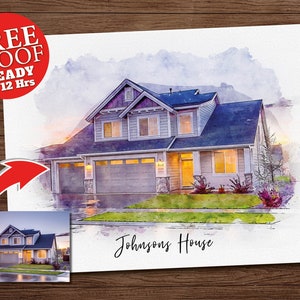 Custom Watercolor House Portrait, House Portrait from Photo, First Home Canvas Gift, Custom Wall Art, New Home Canvas Gift, Mothers Day Gift