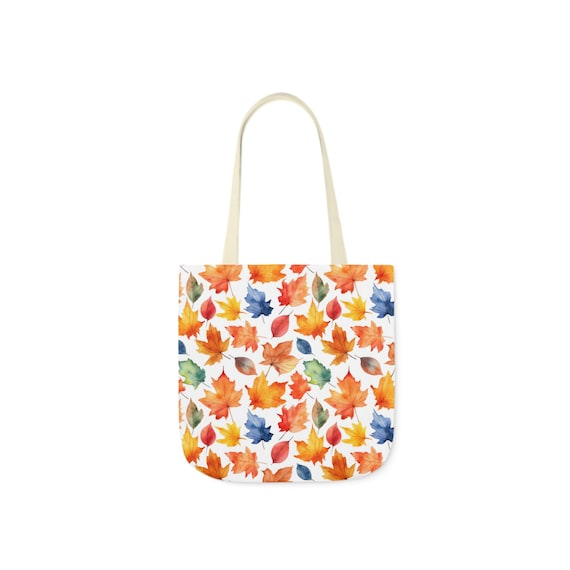 Borsa tote in tela autunnale con design di foglie autunnali