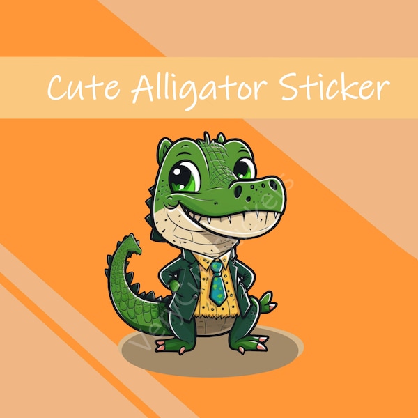 Cute Alligator sticker | Laptop sticker | Water bottle sticker | png file