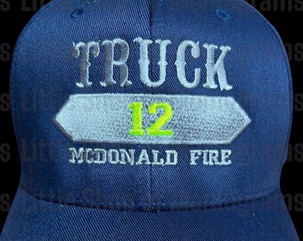 Embroidered Firefighter Hat: Custom Truck Company, Flexfit or Snapback