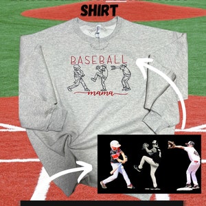 Custom Photo Embroidered Baseball Mama Shirt