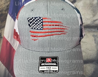 Embroidered American Flag Hat - Richardson 112 Snapback