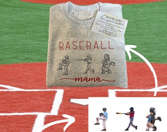 Custom photo embroidered baseball mama shirt