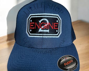 Embroidered Firefighter Hat: Customizable Engine Number