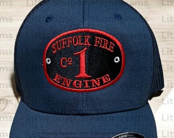 Embroidered Firefighter Hat: Customizable Fire Dept. Engine Co. 1