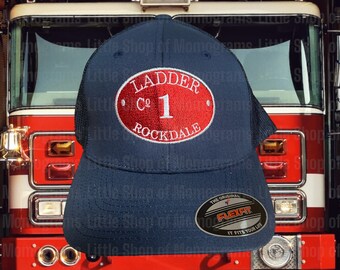 Embroidered Ladder Company Flexfit Hat - Firefighter Station Cap