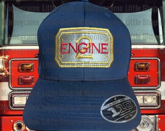 Embroidered Firefighter Officer's Hat: Custom Fire Dept. Engine