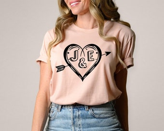Personalized Heart With Arrow T-shirt, Custom Valentines Day Gift, Personalized Valentine Name Tee, Popular Shirt, Customized Heart Shirt