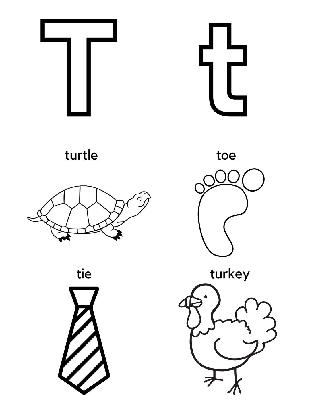 Letter T Preschool Worksheets / Letter T Coloring Page / - Etsy