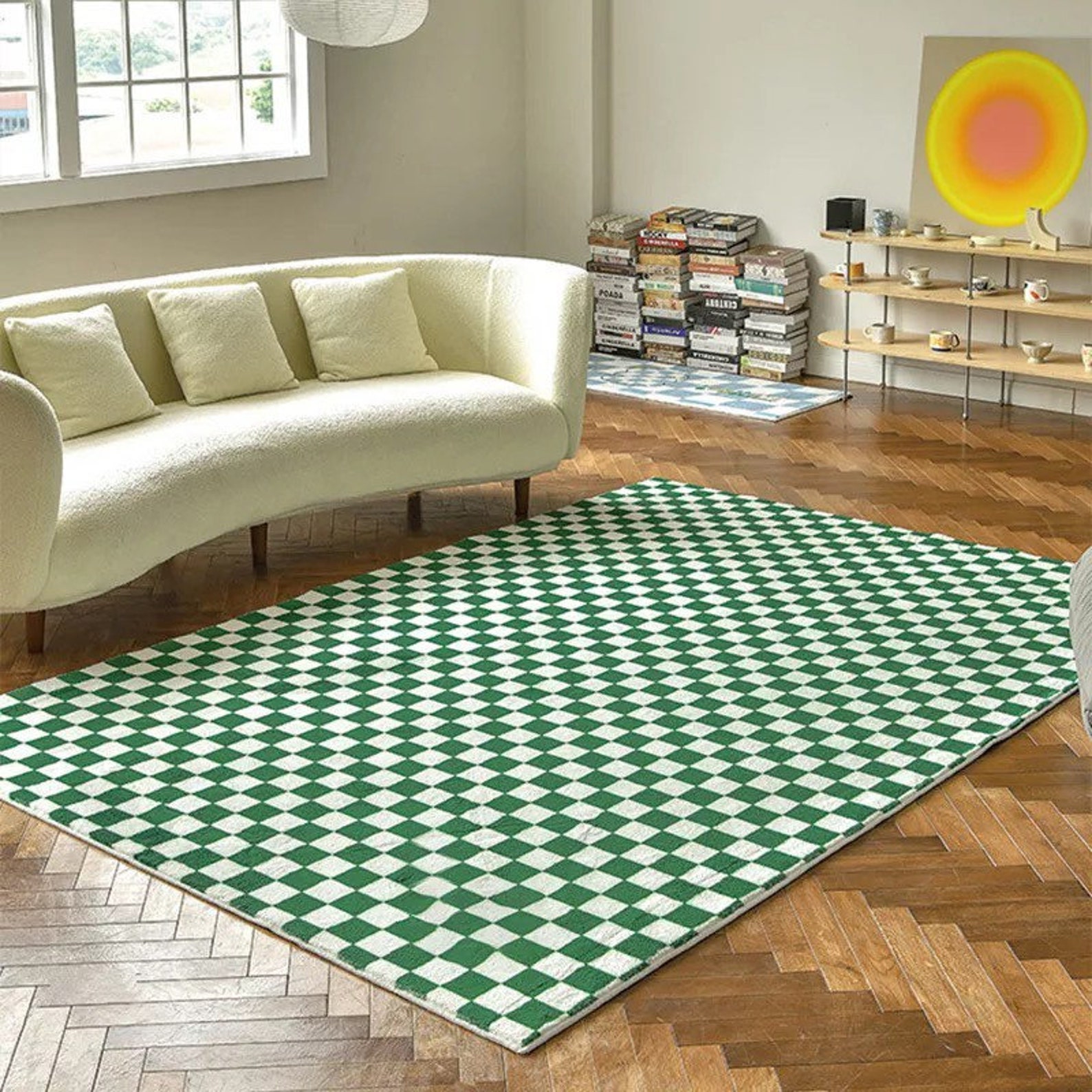 Checkered Rug Black and White Rug Y2k Living Room Etsy