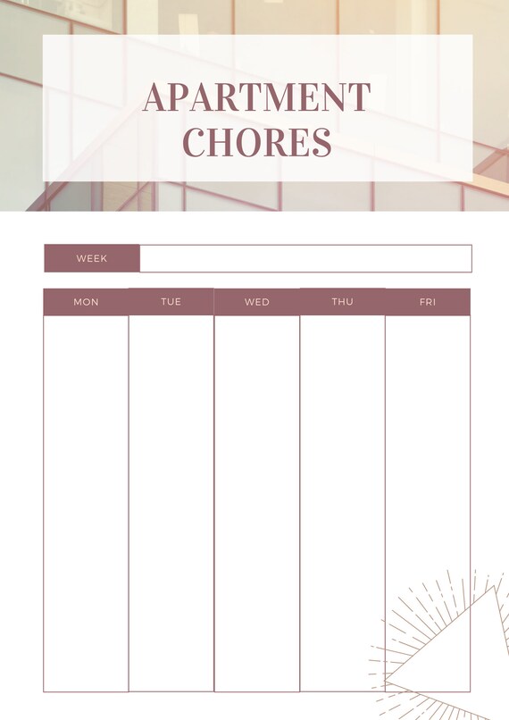 PRINTABLE Weekly Apartment Chores List List CHORES PDF Etsy