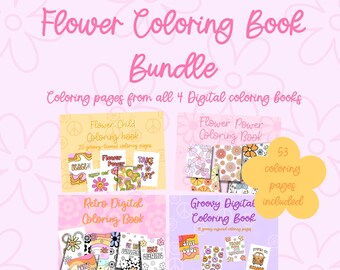 Flower Digital Coloring Book Bundle