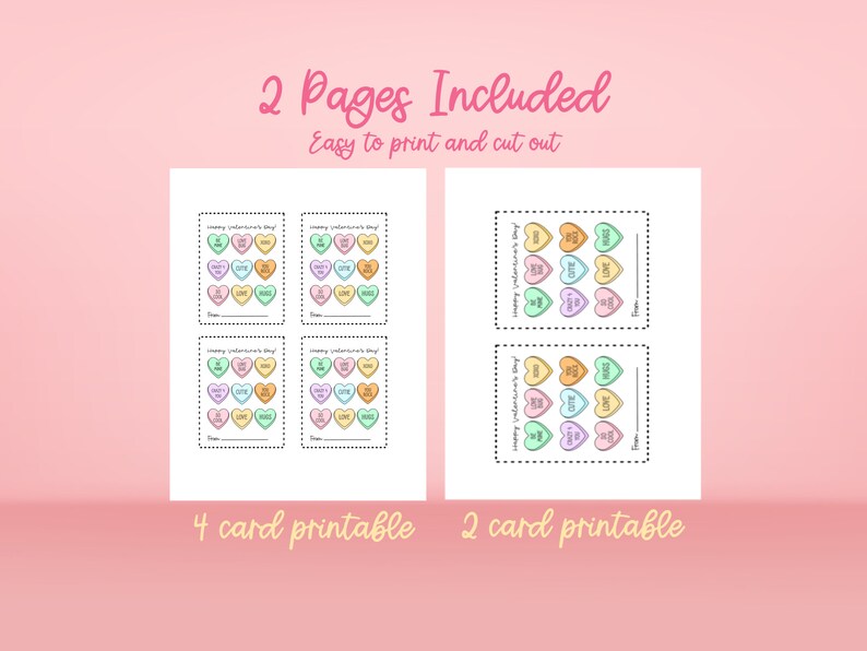 Candy Hearts Printable Valentine Cards - Etsy