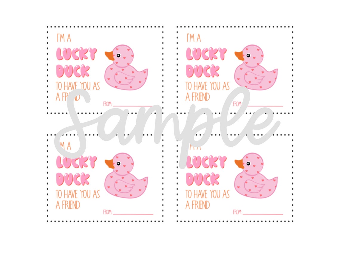 I'm A Lucky Duck Printable Valentine's Day Cards - Etsy