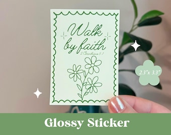 Walk By Faith Green Sticker