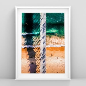 Kalifornien Fotografie Digitaldruck | Hermosa Beach Pier Aerial | Küstenwand Art Decor | Los Angeles | Farbe
